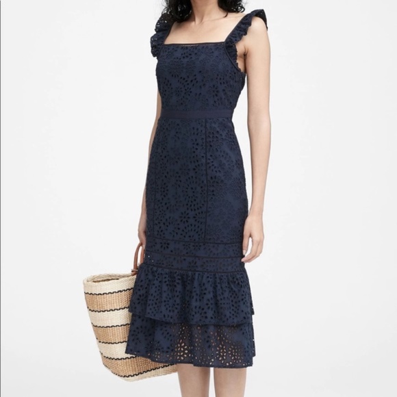 Banana Republic Dresses & Skirts - Banana Republic Navy Eyelet Sheath Dress